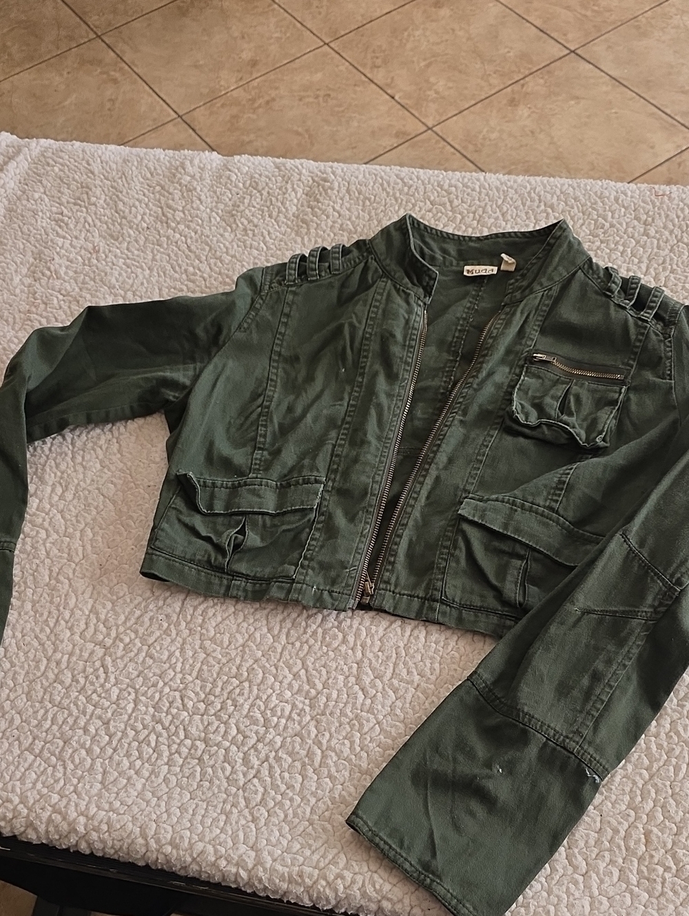 Mudd Cropped Utility Jacket in Forest Green